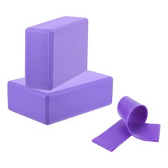 2Pcs Yoga Blocks and 1Pcs Purple Resistance Band Set EVA Purple Yoga Blocks