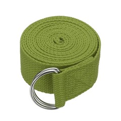 Yoga Strap with Adjustable Metal D Ring Buckle, 8.2ft & Dark Green