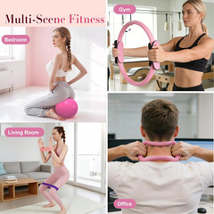 Pilates Kit for Women, 15-Piece Ultimate Pilates Set with Pink Pilates Ring, Bal