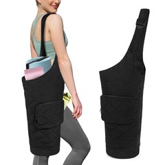 Smasrob Yoga Mat Bag with Wet Pocket, Bottle 24.5″ x 9.2″ x 24.5″, Black