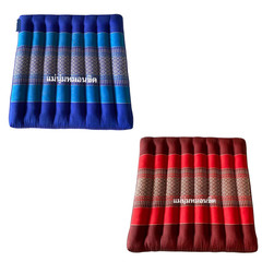 Thai Handcrafted Kapok Seat Cushions Meditation Floor Pad Red Blue Set 2 pcs