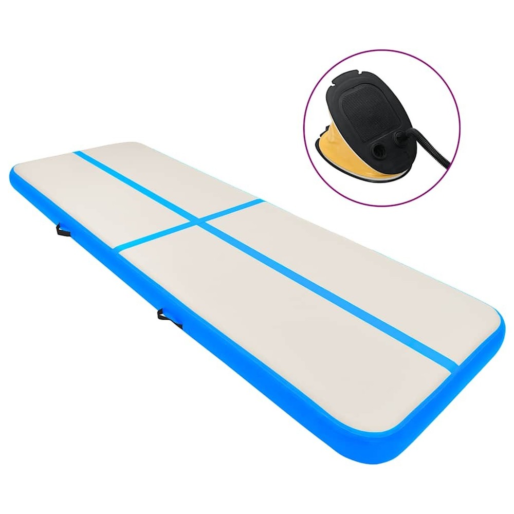 Gymnastics mat with pump inflatable 300x100x15 cm PVC blue