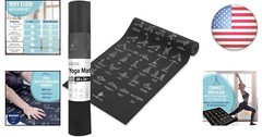 Ample 68-Inch Yoga Mat – 5mm Thick Non-Slip with 70 Printed Poses for All Levels