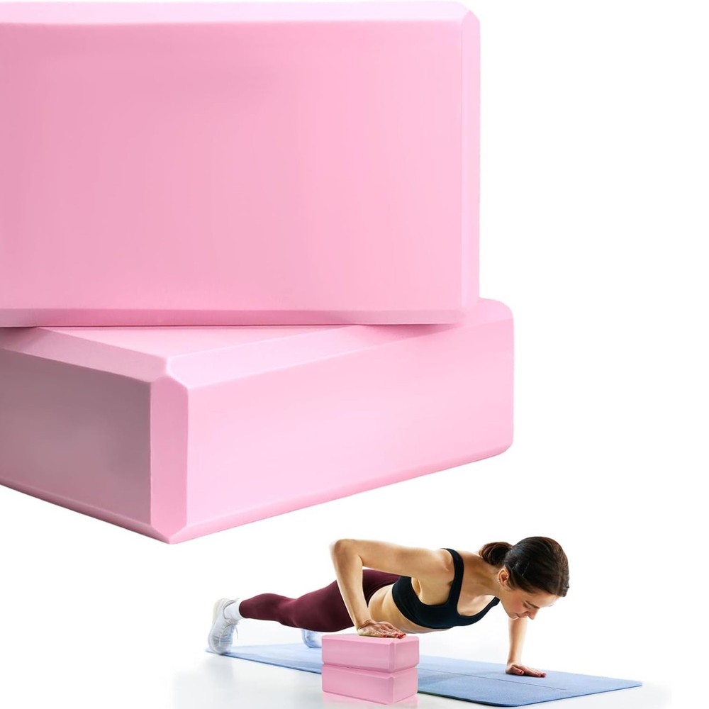 2 Pcs Yoga Blocks, 9″X6″X3″ Foam Blocks Yoga Props For Pilates Stretching And