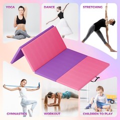 Gymnastics Mat 4-Fold 6x2ft Thick Tumbling Exercise Mat with Handles for Yoga