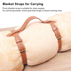 Picnic Blanket Strap, PU Leather Carry Strap Yoga Mat Carry Strap with Adjustable…