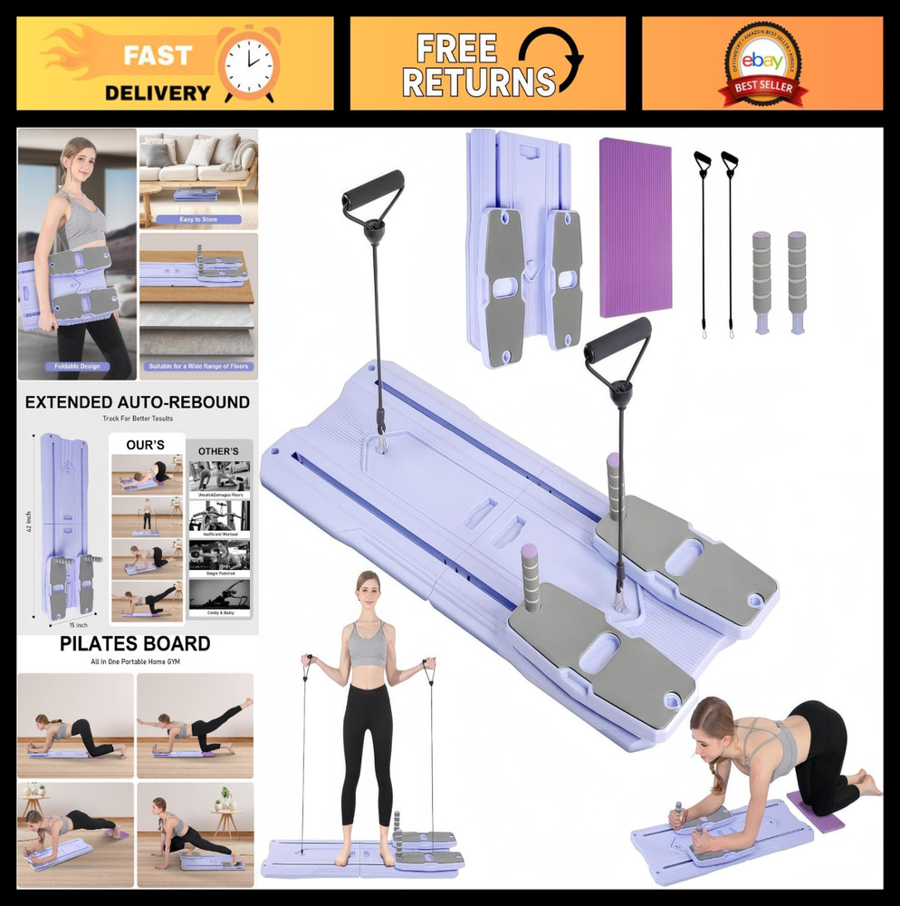 8-in-1 Foldable Pilates Reformer Board Set – Full Body Workout Machine with Resi