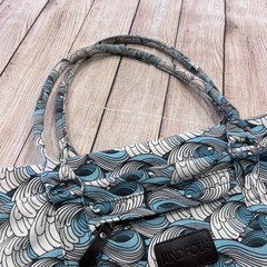 Kindfolk Yoga Mat Duffel Bag Blue White Wave Canvas Tote Carrier Zip Pocket 27in