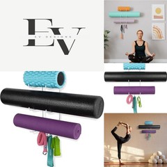 Space-Saving Metal Yoga Mat Holder with Hooks for Stylish Home Gym Organization