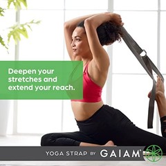Gaiam Yoga Strap Premium Athletic Stretch Band with Adjustable Metal 8ft Black