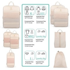 Expandable Compression Packing Cubes for Suitcases,6 Set Lightweight Compress…