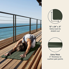Retrospec Solana Yoga Mat 1/2″ Thick W/Nylon Strap for Men & Women – Non Slip Ex
