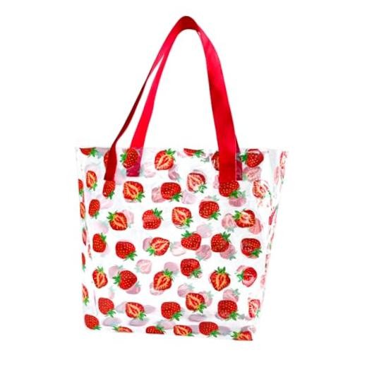Kasepie 1 piece Strawberry pattern Large clear Tote work bags Strawberry 5275-7