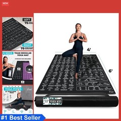 Extra Large Instructional Yoga Mat with Poses Printed 6×4 Feet Non Slip Thick