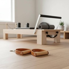 2 Pieces Leather Wood Handles Long-Lasting Pilates Reformer Handles Sturdy Duty
