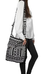 Tribe Azure Aztec Black White Woven Handmade Crossbody Hobo Women Shoulder Bag