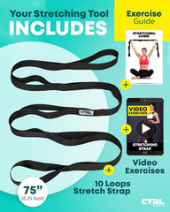 Stretching Strap Non Elastic Yoga Strap with Loops – Stretching Band for Physica