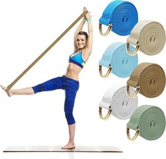Yoga Strap Set of 6 Adjustable Straps for Stretching and Pilates Light Color