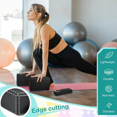 18 Pcs Yoga Blocks and Strap Set Include 12 EVA Foam Yoga Blocks Bulk 9″X6″X3″ w