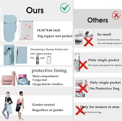 Yoga Mat Bag, with Protective Layer& Water Bottle Pocket and Big Wet black