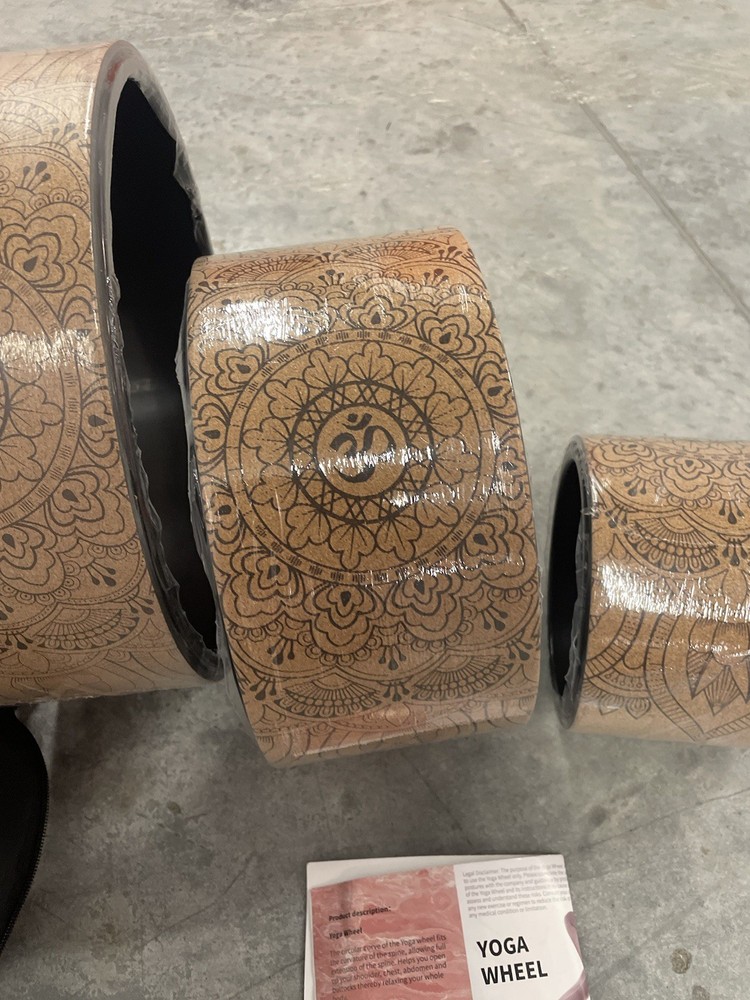 Cork Yoga Wheel Set with Mandala Design – Natural Brown