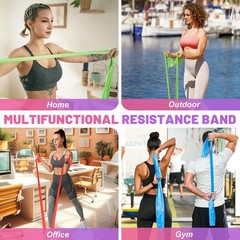 Resistance Bands Set, 5 Pcs Exercise 1.8m, Gray, blue, red, yellow, green
