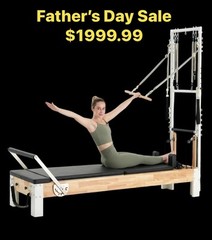 Pilates Reformer, Wooden Reformer Pilates Machine with Tower & Mat
