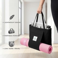 Nolava Yoga Mat with Bag – 72 x 24 inch, 1/4 inch Thick Non 3-Piece Set Pink