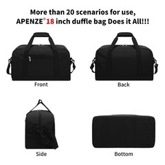 Small Gym Bag 18 inch Carry On Duffel Bag for Weekender Travel – Black 18inch