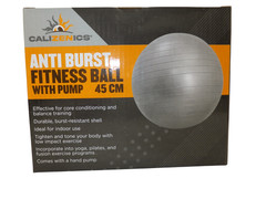 Calizenics 45cm Gray Anti-Burst PVC Fitness Ball & Hand Pump Yoga Pilate Therapy