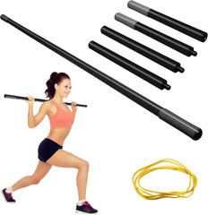 5Ft Heavy-Duty Steel Adjustable Yoga Stick with Resistance Bands