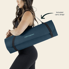 Solana Yoga Mat 1″ Thick W/Nylon Strap for Men & Women – Non Slip Exercise Mat f