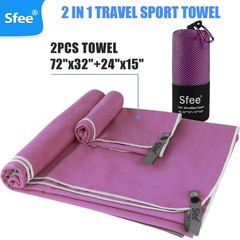 Sfee 2 Pack Microfiber Travel Towel, Quick Dry Towel Camping Towel Large Beac…