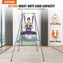 Chrome-Plated Aerial Yoga Frame: 9.67ft, 551lb, Non-Slip Base, Easy Assembly