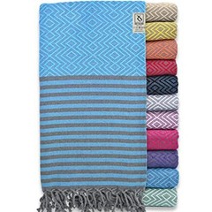 RAY SILVER Turkish Beach Towel – 100% Cotton 40″ x 71″, 1pc – P-blue