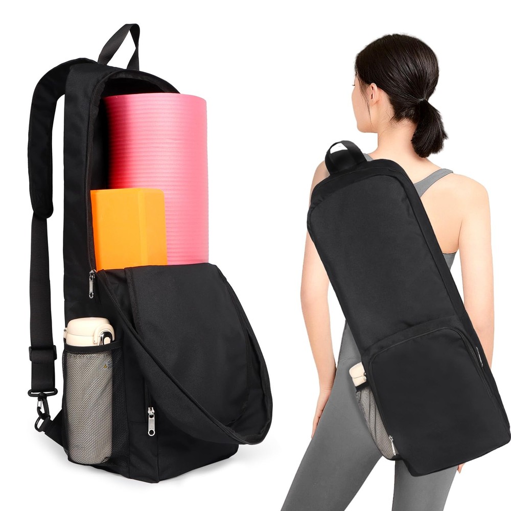 Yoga Mat Bag Carrier Side Mesh Zipper Pocket Exterior Wet Compartment Lightwe…