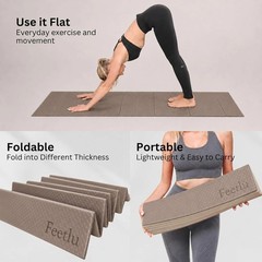 Foldable Yoga Exercise Mat, 6mm/8mm/10mm/12mm Thickness, 72 x 24 Inch – Light…