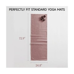 Yoga Mat Towel – Non-Slip Microfiber for Yoga, 72×25, Lightwt, Pink+Gray