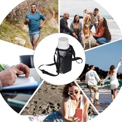 Mesh Water Bottle Holder with Strap and Pocket, 2 PCS Convenient Crossbody