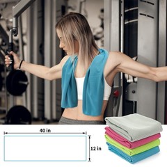 YESLIFE 4 Pack Cooling Towels 40 inches x 12 inches, Blue, Grey, Green, Pink