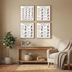 4pcs Chair Yoga Posters for Seniors Easy-to-Follow Charts for Balance & Strength