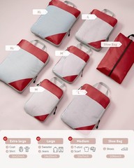Meowoo 7 Set Compression Packing Cubes for Travel, Durable Ripstop Mesh Suitc…