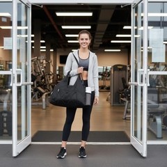 Gym Bag For Women With Yoga Mat Holder & Shoe Compartment & Wet Dry Black