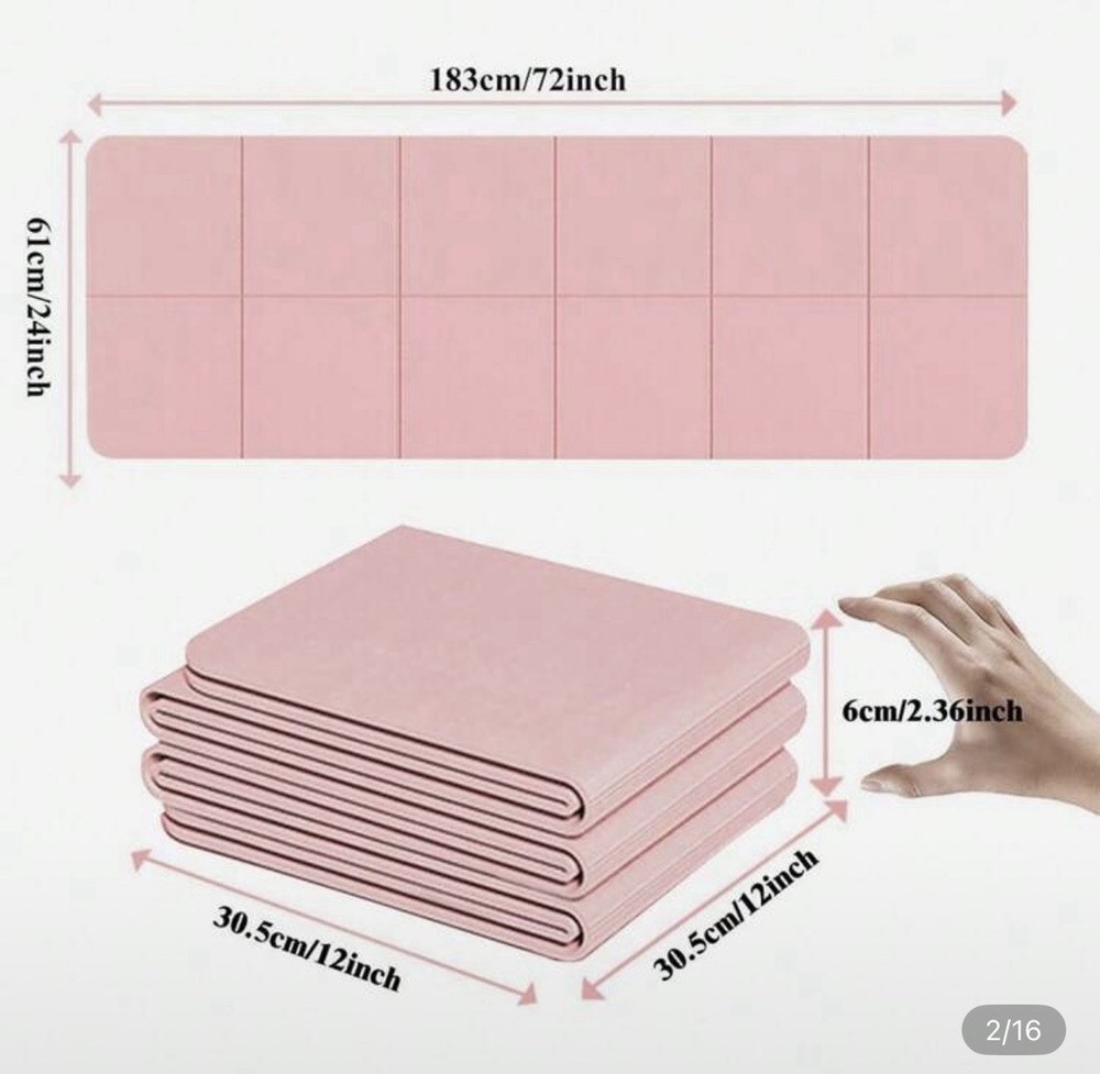 1pc Foldable Yoga Mat, Thick Waterproof, Comfortable Breathable.