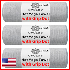 Cyclxy 3 Pack Yoga Mat Towels Grip Dot Hot Yoga Towel Non Slip Yoga Mat Towel