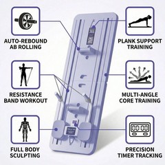 HanTai Foldable Pilates Reformer Set 6in1 Home Sliding Fitness Board Purple