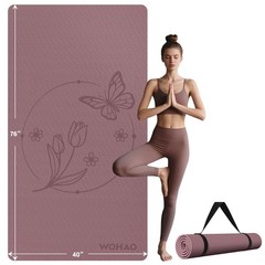 WOHAO Large 76″x40″x0.4″ Yoga Mat – Extra 74.8″ x 41.3″ x 0.4″, Dull Pink