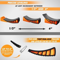Camper Leveler 2-Pack Kit | Curved RV Levelers with Trailer Wheel Chocks