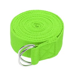 Yoga Strap with Adjustable Metal D Ring Buckle, 10.5ft & Green