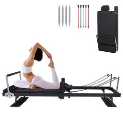 Pilates Reformer,Foldable Reformer Pilates Machine w/Adjustable Reformer Heights